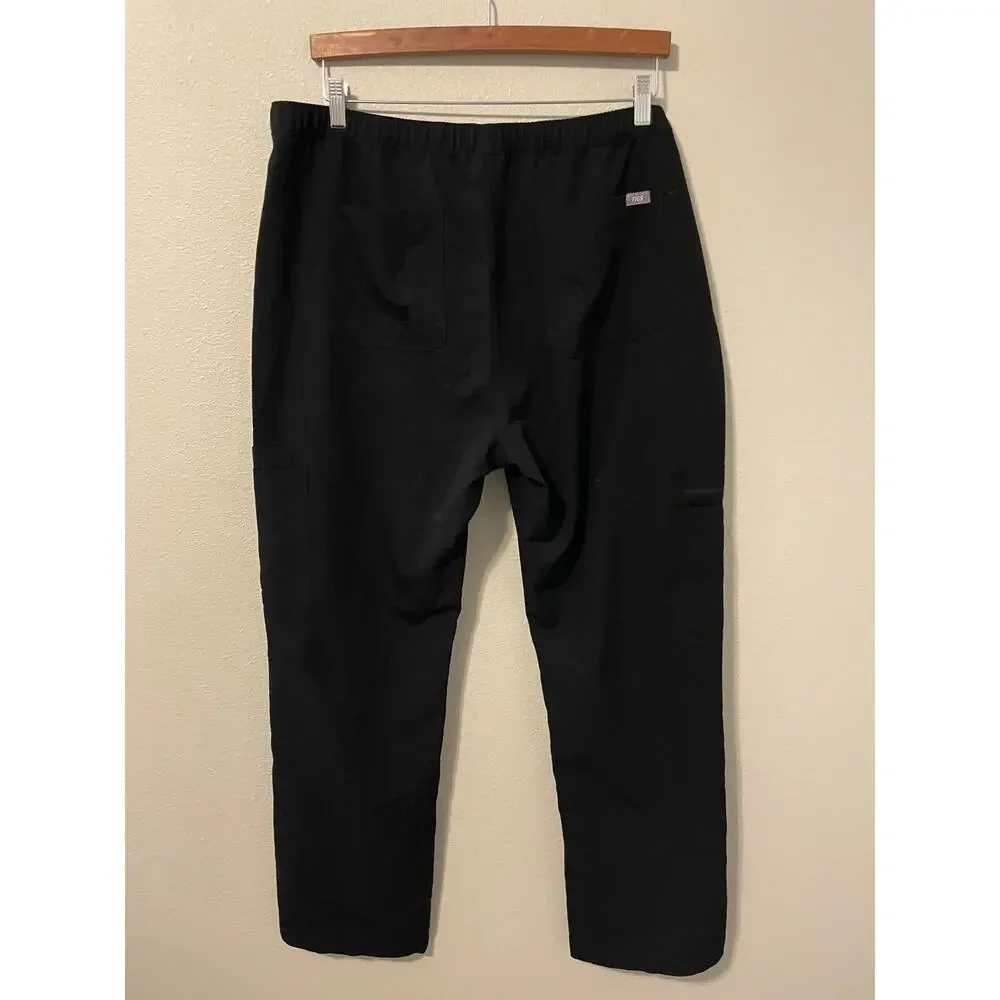 FIGS Mens Cairo Cargo Scrub Pants Size XXL Black Multi-Pockets Straight Leg